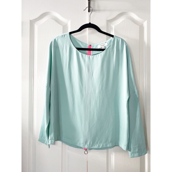 Umgee woman’s top size S zipper long sleeves teal - Picture 1 of 11